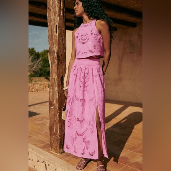 Sezane Uanna Top Lilac Organic Cotton Embroidered Size 40 US 8 NWT - Picture 10 of 11